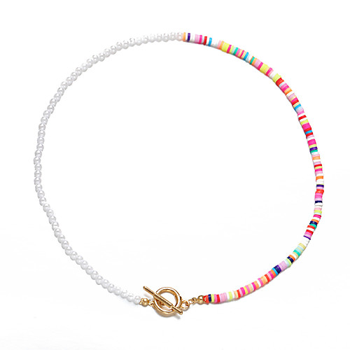 

Women's Choker Necklace Beaded Necklace Handmade Colorful Fashion European Boho Imitation Pearl Rainbow 45 cm Necklace Jewelry 1pc For Party Evening Street Birthday Party Beach Festival