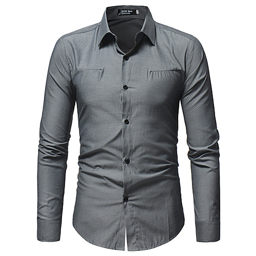 

Men's Shirt non-printing Solid Color Long Sleeve Casual Tops Business Formal Comfortable Blue Gray White / Work