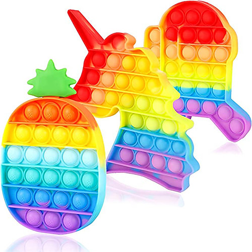

3 pcs Push pop Bubble Sensory Fidget Toy, Autism Special Needs Stress Reliever and Anti-Anxiety Toys, Silicone Squeeze Sensory Toy for Kids Adults
