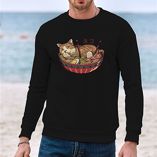 

Men's Unisex Sweatshirt Cat Graphic Prints Casual Daily Holiday Hot Stamping Casual Designer Hoodies Sweatshirts Black