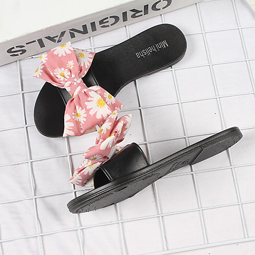 

Women's Slippers & Flip-Flops Flat Heel Open Toe Daily Home PVC Flower Floral Blue Pink Green