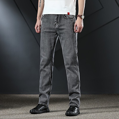 

Men's Basic Daily Going out Chinos Pants Solid Color Full Length Zipper BlackGrey