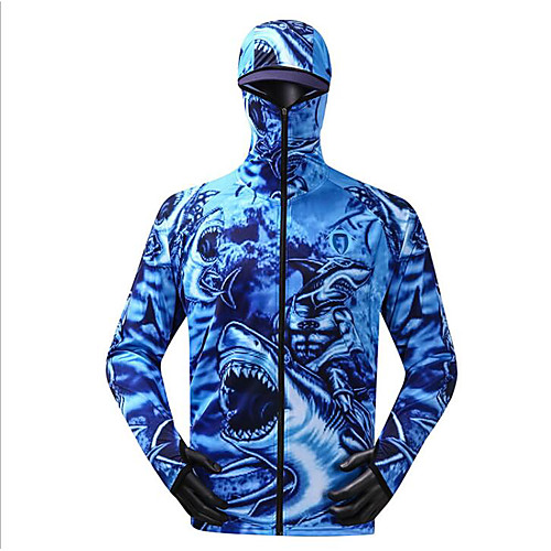 

CAWANFLY Men's Hoodie Jacket Fishing Jacket Outdoor Long Sleeve UPF50 UV Protection Quick Dry Waterproof Zipper Lightweight Jacket Top Autumn / Fall Spring Summer Athleisure Fishing Camping & Hiking