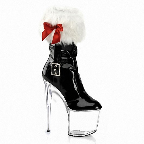 

Women's Boots Stripper Boots High Heel Round Toe Booties Ankle Boots PU Lace-up Solid Colored Clear Black / Knee High Boots