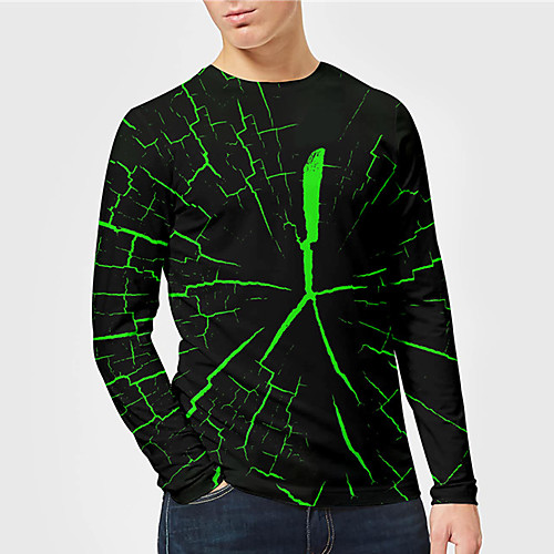 

Men's Unisex Tee T shirt Shirt 3D Print Graphic Prints Crack Print Long Sleeve Daily Tops Casual Designer Big and Tall Green