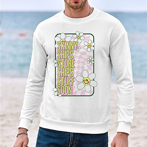 

Men's Unisex Sweatshirt Graphic Prints Flower Casual Daily Holiday Hot Stamping Casual Designer Hoodies Sweatshirts White