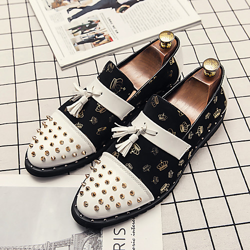 

Men's Loafers & Slip-Ons Tassel Loafers Comfort Loafers Penny Loafers Casual Daily PU Breathable Non-slipping Wear Proof White Black Spring / Rivet