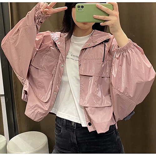 

Women's Coat Casual / Daily Summer Regular Coat Regular Fit Casual Jacket Solid Color Bell Bottom Blushing Pink