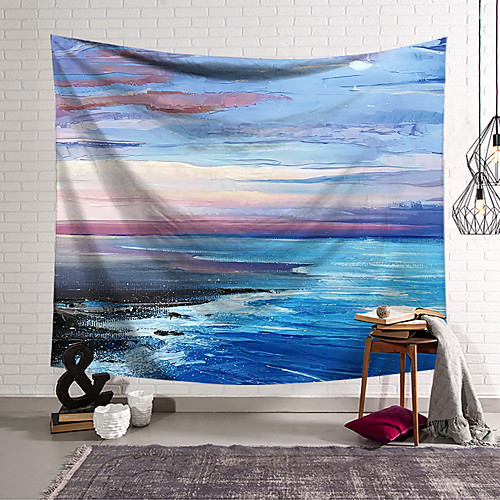 

Oil Painting Style Wall Tapestry Art Decor Blanket Curtain Hanging Home Bedroom Living Room Decoration Polyester Ocean Landscape