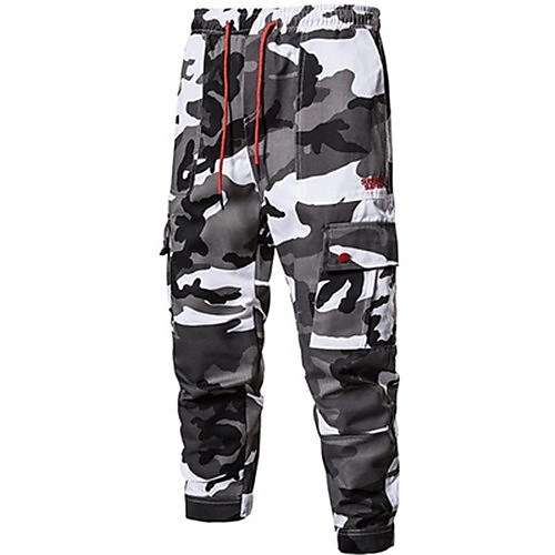 

Men's Casual Casual Daily Tactical Cargo Capri shorts Pants Camouflage Ankle-Length Camouflage White