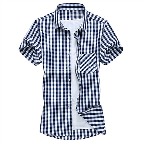 

Men's Shirt Graphic Short Sleeve Daily Tops Casual Blue / White