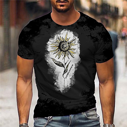 

Men's Unisex Tee T shirt Shirt 3D Print Floral Graphic Prints Print Short Sleeve Daily Tops Casual Designer Big and Tall Blue Green White