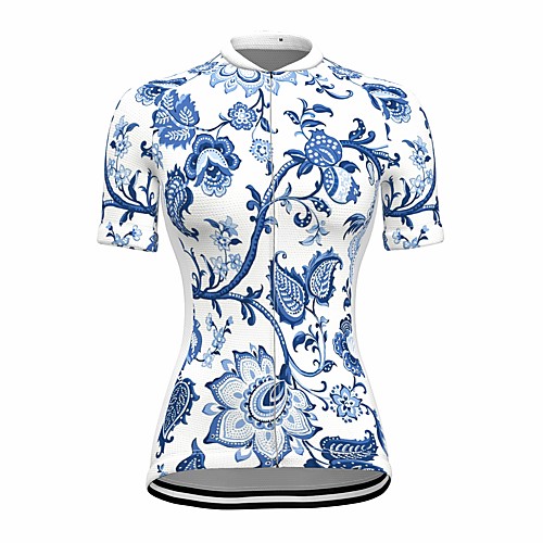 

21Grams Women's Short Sleeve Cycling Jersey Summer Spandex White Floral Botanical Bike Top Mountain Bike MTB Road Bike Cycling Quick Dry Moisture Wicking Sports Clothing Apparel / Stretchy