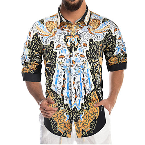 

Men's Shirt Graphic Long Sleeve Casual Tops Casual White