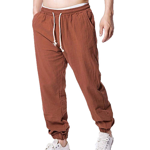 

Men's Athleisure Sports Sports Pants Pants Solid Color Full Length Sporty Khaki White Black Brown