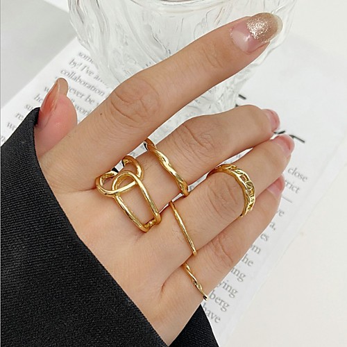 

Midi Rings Crossover Gold Alloy Stylish Simple Punk 5pcs One Size / Women's