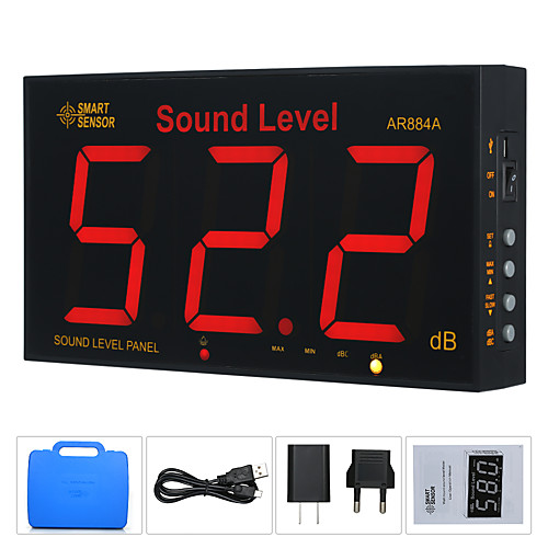 

SMART SENSOR AR884A Sound Level Meter with Large LCD Screen Wall Mounted Digital Decibel Sonometer Noise Meter 30-130dB