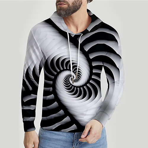 

Men's Unisex Hoodie Optical Illusion Graphic Prints Print Daily Sports 3D Print 3D Print Casual Hoodies Sweatshirts Gray