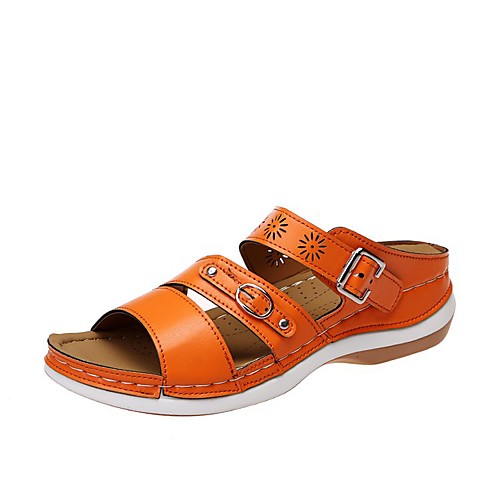 

Women's Sandals Wedge Heel Round Toe PU Solid Colored Pink Orange Black
