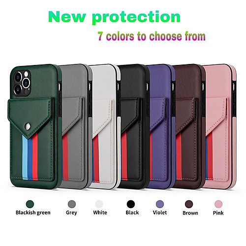 

Phone Case For Apple Back Cover Wallet Card iPhone 12 Pro Max 11 SE 2020 X XR XS Max 8 7 6 Shockproof Dustproof Solid Colored Geometric Pattern PU Leather TPU