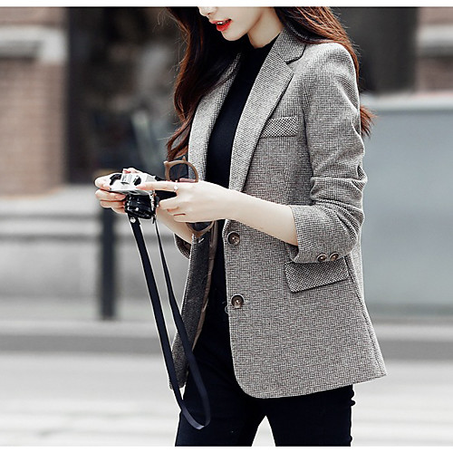 

Women's Coat Daily Wear Fall Winter Regular Coat Regular Fit Casual / Daily Jacket Solid Color Pocket Lake Green Brown