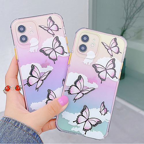 

Phone Case For Apple Back Cover iPhone 12 Pro Max 11 SE 2020 X XR XS Max 8 7 Shockproof Dustproof Butterfly Geometric Pattern TPU