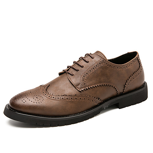 

Men's Oxfords Leather Shoes Printed Oxfords Business Casual Classic Daily Party & Evening Leather Synthetics Non-slipping Height-increasing Wear Proof Khaki Black Brown Fall Winter