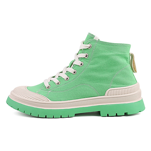 

Women's Sneakers High Heel Round Toe Booties Ankle Boots Daily Home Elastic Fabric Khaki Green Orange