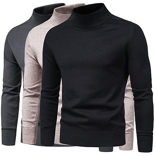 

Men's Solid Color Sweater Long Sleeve Sweater Cardigans Crew Neck Spring Gray Black Beige