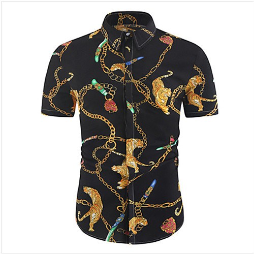 

Men's T shirt Graphic Short Sleeve Daily Tops Casual Black