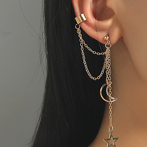 

Ear Cuff Earrings Tassel Fringe Moon Star Stylish Simple Elegant Vintage European Earrings Jewelry Silver / Gold For Party Evening Street Date Birthday Beach
