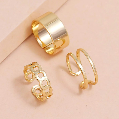 

3pcs Ring Set Geometrical Gold Alloy Elegant Fashion Classic 1 set One Size