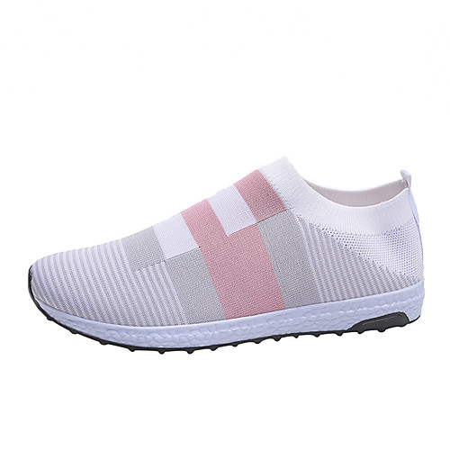 

Women's Sneakers Flat Heel Round Toe Booties Ankle Boots Daily Tissage Volant Check Red Pink Gray