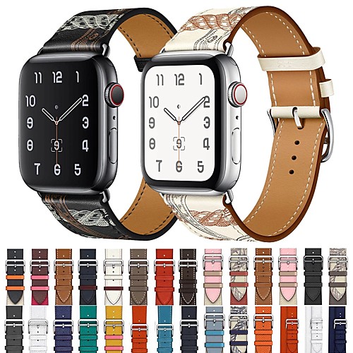 

Smart Watch Band for Apple iWatch 1 pcs Classic Buckle Leather Loop Business Band Genuine Leather Microfiber Replacement Wrist Strap for Apple Watch Series SE / 6/5/4/3/2/1 38mm 40mm 42mm 44mm