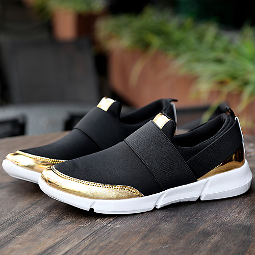 

Women's Sneakers Flat Heel Round Toe Booties Ankle Boots Daily Work Tissage Volant Sequin Solid Colored Black / Gold Gray