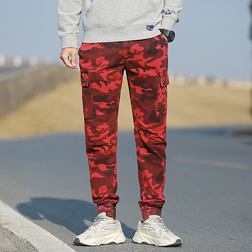 

Men's Casual / Sporty Chino Soft Sports Daily Leisure Sports Pants Chinos Pants Camouflage Full Length Sporty ArmyGreen Blue Wine Khaki