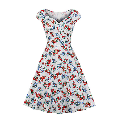 

Women's A Line Dress Knee Length Dress White Sleeveless Florals Summer Casual Floral 2021 S M L XL XXL