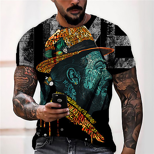 

Men's Unisex Tee T shirt Shirt 3D Print Graphic Prints Human Print Short Sleeve Daily Tops Casual Designer Big and Tall Blue