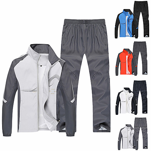

Men's Long Sleeve Tracksuit Sweatsuit 2 Piece Zipper Pocket Outfit Set Clothing Suit Street Athleisure Breathable Soft Fitness Running Jogging Exercise Sportswear Plus Size Blue White Light Gray Red