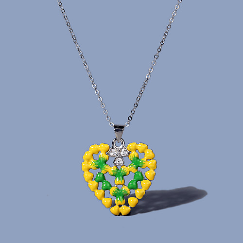 

Women's Clear AAA Cubic Zirconia Pendant Necklace Fancy Floral / Botanicals Heart Artistic Natural Elegant Rustic Brass Silver 50 cm Necklace Jewelry 1pc For Christmas Anniversary Street Prom Beach