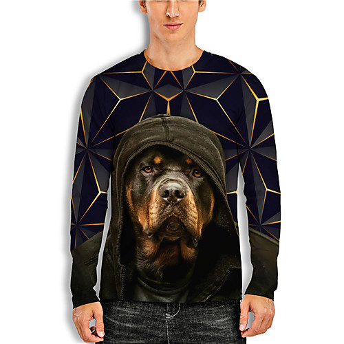 

Men's Unisex Tee T shirt Shirt 3D Print Dog Graphic Prints Print Long Sleeve Daily Tops Casual Designer Big and Tall Black