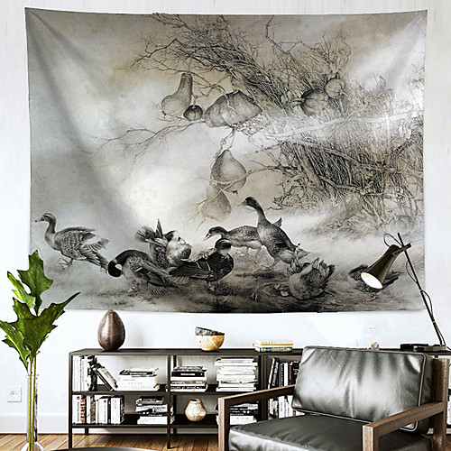 

Chinese Ink Painting Style Wall Tapestry Art Decor Blanket Curtain Hanging Home Bedroom Living Room Decoration Polyester