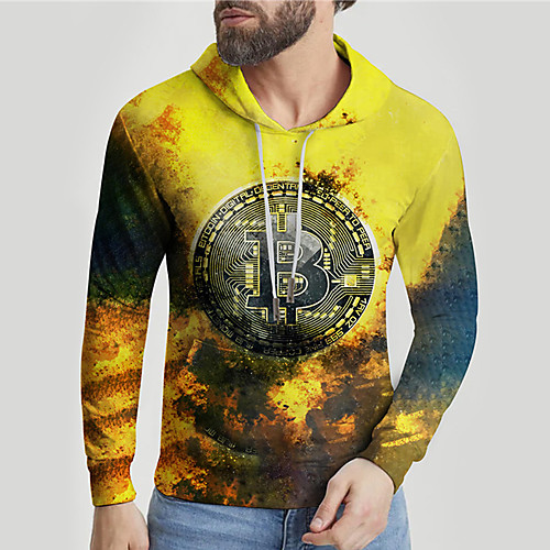 

Men's Unisex Hoodie Graphic Prints Bitcoin Print Daily Sports 3D Print 3D Print Casual Hoodies Sweatshirts Yellow