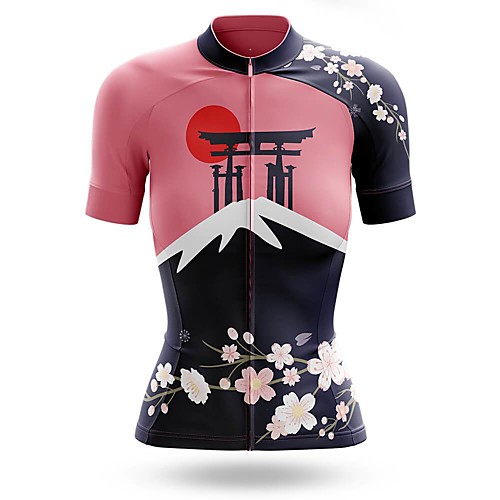 

21Grams Women's Short Sleeve Cycling Jersey Summer Spandex Pink Floral Botanical Bike Top Mountain Bike MTB Road Bike Cycling Quick Dry Moisture Wicking Sports Clothing Apparel / Stretchy
