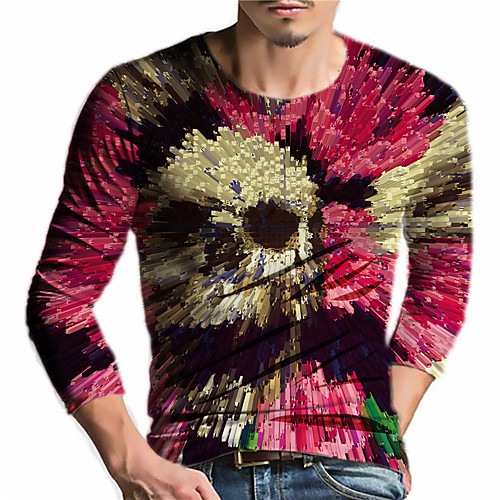 

Men's Unisex Tee T shirt Shirt 3D Print Graphic Prints Skull Print Long Sleeve Daily Tops Casual Designer Big and Tall Blushing Pink