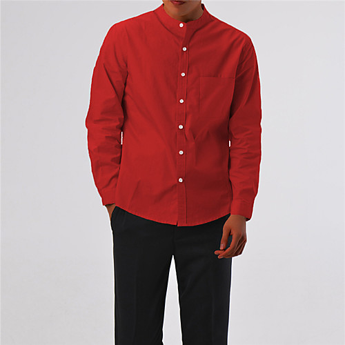 

Men's Shirt Solid Color Long Sleeve Casual Tops Casual White Black Red
