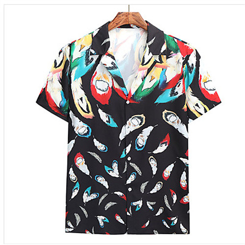 

Men's Shirt Graphic Short Sleeve Daily Tops Casual Black