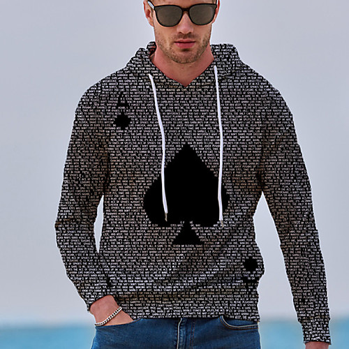 

Men's Unisex Hoodie Graphic Prints Poker Print Daily Sports 3D Print 3D Print Casual Hoodies Sweatshirts Black