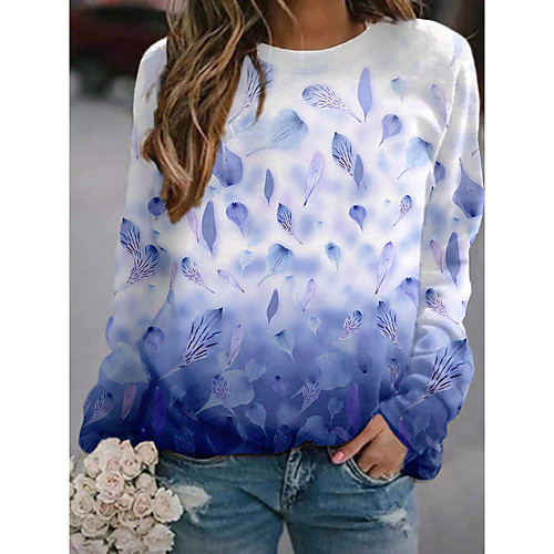 

Women's Sweatshirt Pullover Leaf Graphic Prints Print Daily Sports 3D Print Active Streetwear Hoodies Sweatshirts Blue Blushing Pink Red