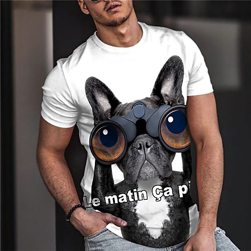 

Men's Unisex Tee T shirt Shirt 3D Print Dog Graphic Prints Print Short Sleeve Daily Tops Casual Designer Big and Tall White